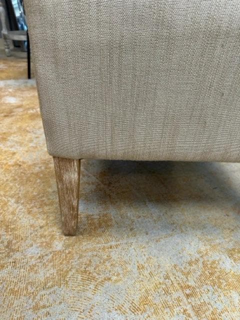 Beige Linen Tufted Wing Chair - Thumbnail 3