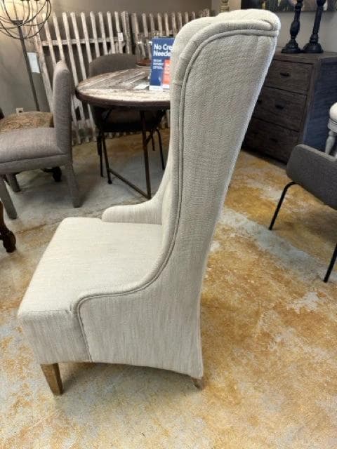 Beige Linen Tufted Wing Chair - Thumbnail 4