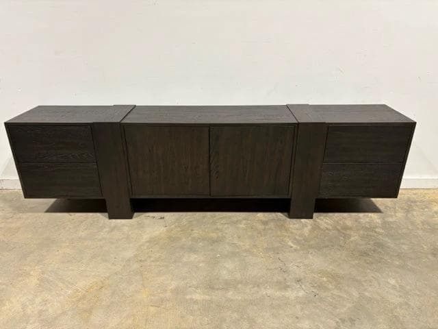 Four Hands Smoked Black Fisher Media Console with 4 Drawers & 2 Doors - Image 1