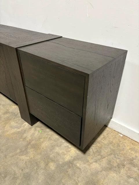 Four Hands Smoked Black Fisher Media Console with 4 Drawers & 2 Doors - Thumbnail 2