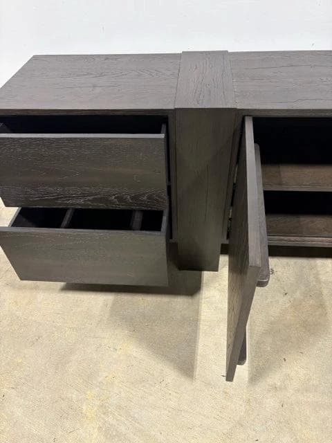 Four Hands Smoked Black Fisher Media Console with 4 Drawers & 2 Doors - Thumbnail 4