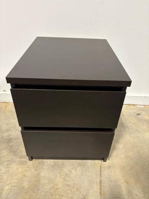Dark Brown Nightstand with 2 Drawers - Image 1