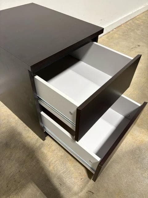 Dark Brown Nightstand with 2 Drawers - Thumbnail 2