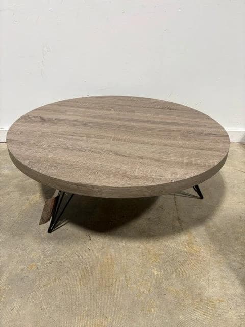 Safavieh Low Round Light Grey Wooden Coffee Table - Image 1