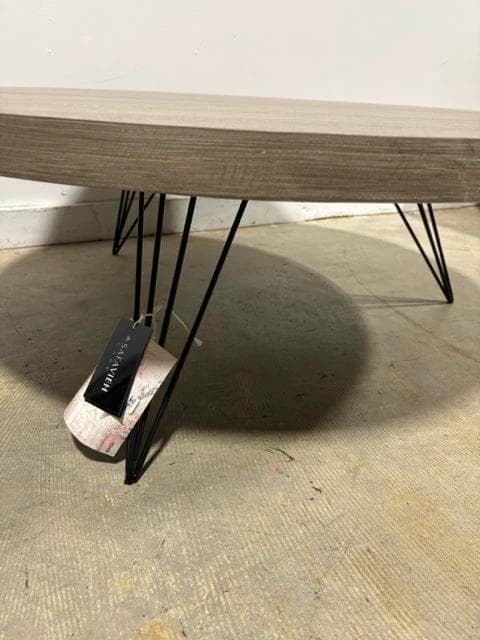 Safavieh Low Round Light Grey Wooden Coffee Table - Thumbnail 2