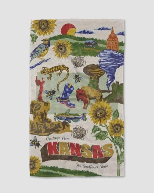 *NEW* Geometry Greetings from Kansas Tea Towel - Image 1