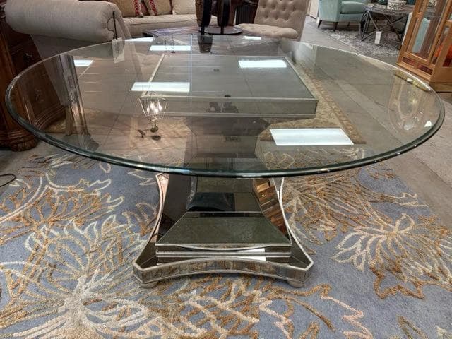 Bassett Moiselle Mirrored Dining Table With Glass Top - Image 1