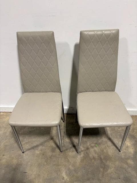 Set Of 2 Grey Faux Leather Dining Chairs AS IS - Image 1