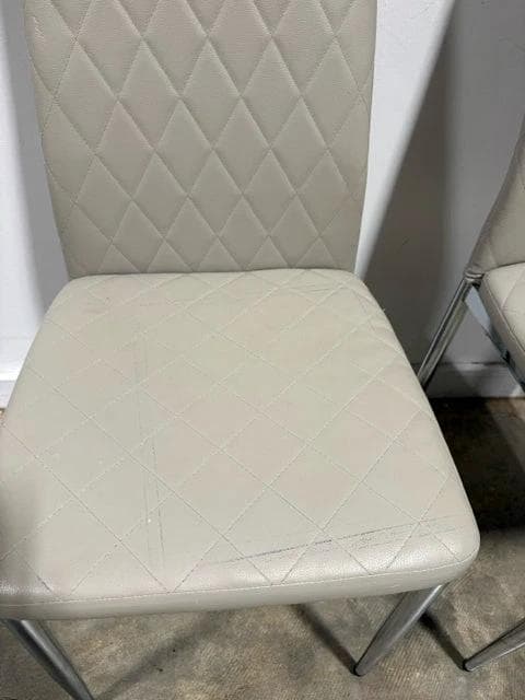 Set Of 2 Grey Faux Leather Dining Chairs AS IS - Thumbnail 2