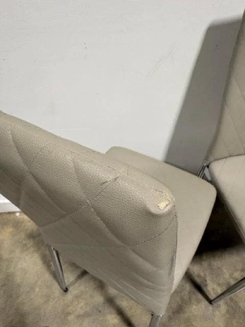 Set Of 2 Grey Faux Leather Dining Chairs AS IS - Thumbnail 3