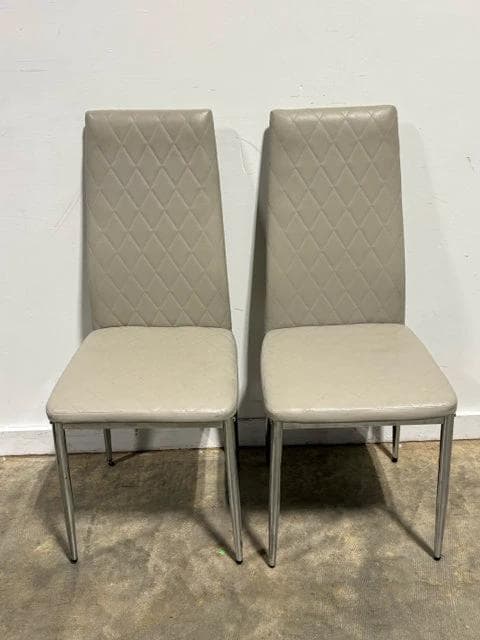 Set Of 2 Grey Faux Leather Dining Chairs - Image 1
