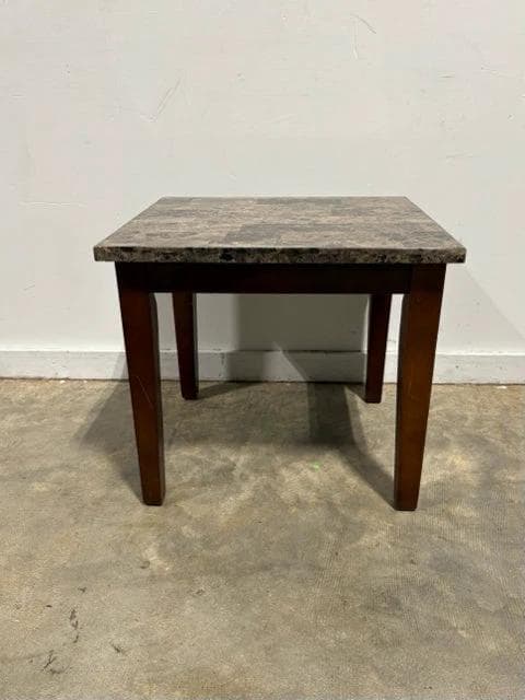 Dark Brown Faux Marble Top End Table - Image 1
