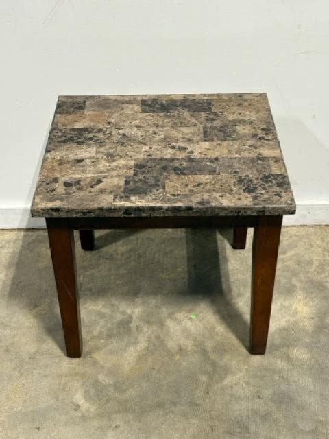 Dark Brown Faux Marble Top End Table - Thumbnail 2