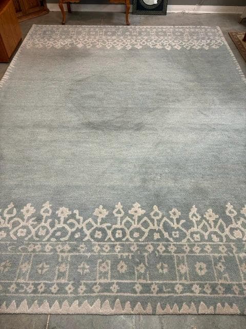 9 X 12 Pottery Barn Blue Desa Wool Tufted Rug - Image 1