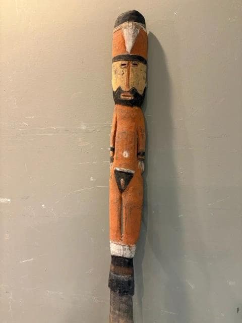 Papua New Guinea Ceremonial Ground Breaking Yam Shovel On Base - Thumbnail 2