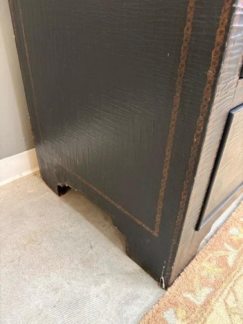 Drexel Heritage Lighted Crackled Black Wine/Bar Cabinet with 4 Drawers & 2 Doors - Thumbnail 3