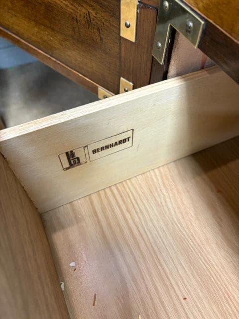 Bernhardt Campaign Style L-Shaped Desk With Hutch - Thumbnail 4