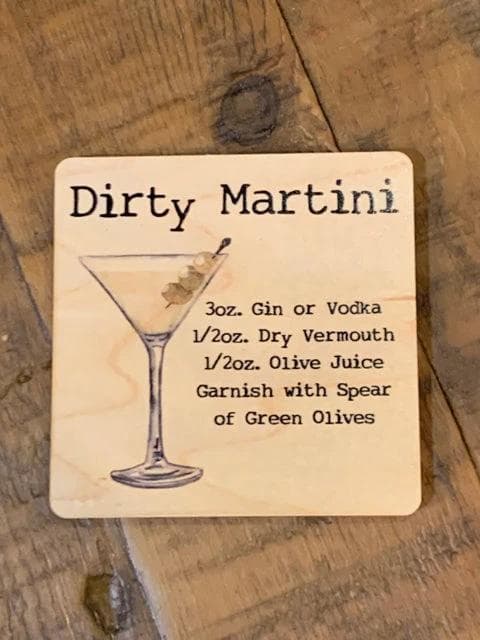 *NEW* "Dirty Martini Cocktail" Wood Coaster - Image 1