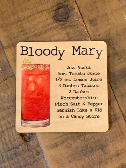 *NEW* "Bloody Mary Cocktail" Wood Coaster - Image 1
