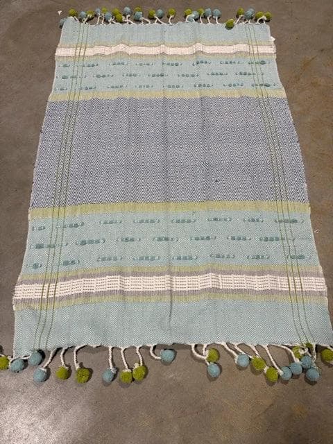 Carol And Fran Green And Blue Throw Blanket - Image 1