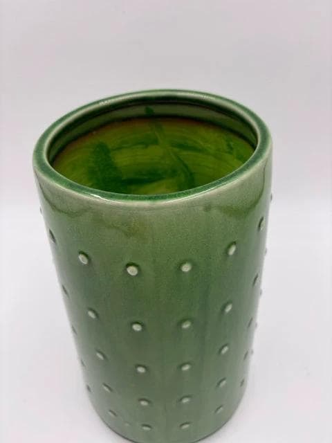 Green Ceramic Textured Vase - Thumbnail 2