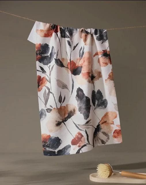 *NEW* Geometry Moody Poppy Tea Towel - Image 1