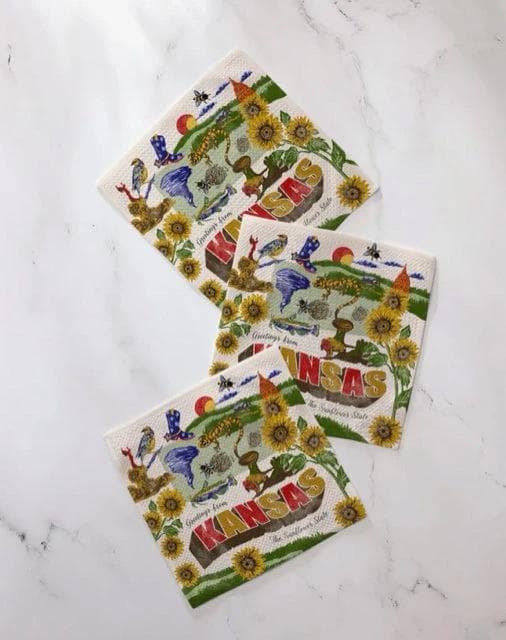 *NEW* Geometry Greetings From Kansas Dishcloth Set(3) - Image 1