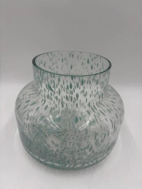 Clear And Aqua Glass Vase - Image 1