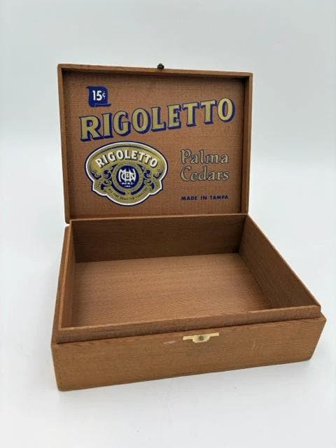 Vintage Rigoletto Wooden Cigar Box - Thumbnail 2