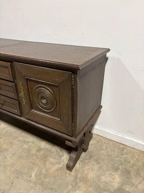Antique Wooden Sideboard With 3 Drawers And 2 Doors - Thumbnail 2