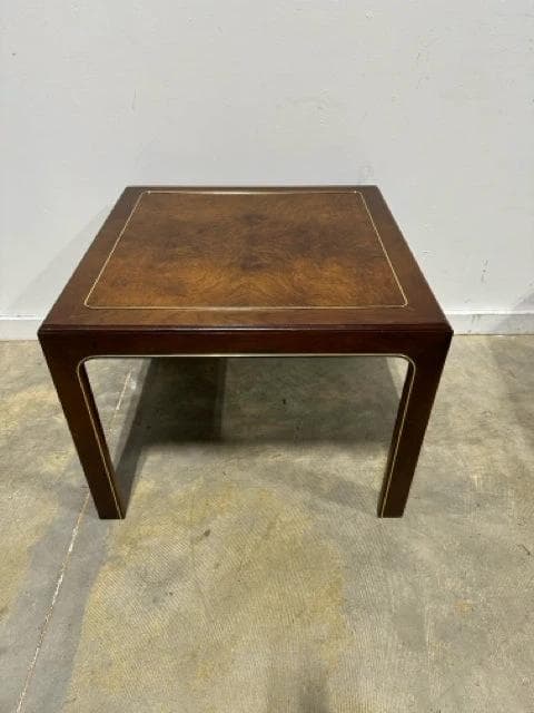 Square Wooden Table With Gold Detail - Image 1