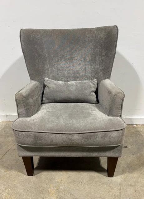 Moe's Home Collection Grey Plush Wingback Chair with Lumbar Pillow - Image 1