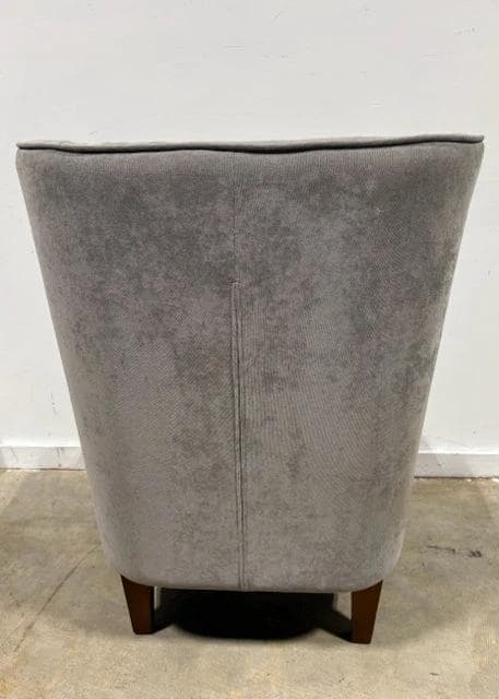 Moe's Home Collection Grey Plush Wingback Chair with Lumbar Pillow - Thumbnail 4