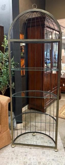 Black Iron Crescent Shaped Floor Shelf - Image 1