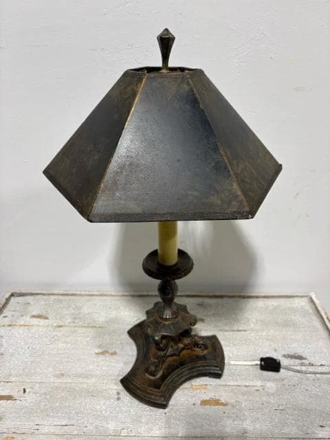 Gold And Brown Distressed Lamp - Image 1