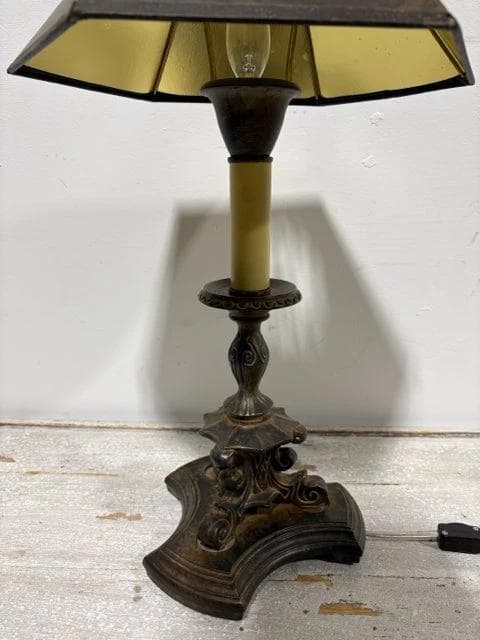 Gold And Brown Distressed Lamp - Thumbnail 2