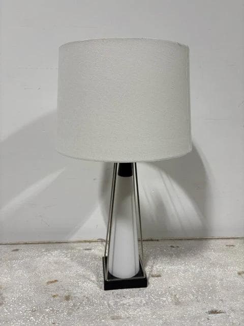 Ceramic And Metal Lamp With Cream Shade - Image 1