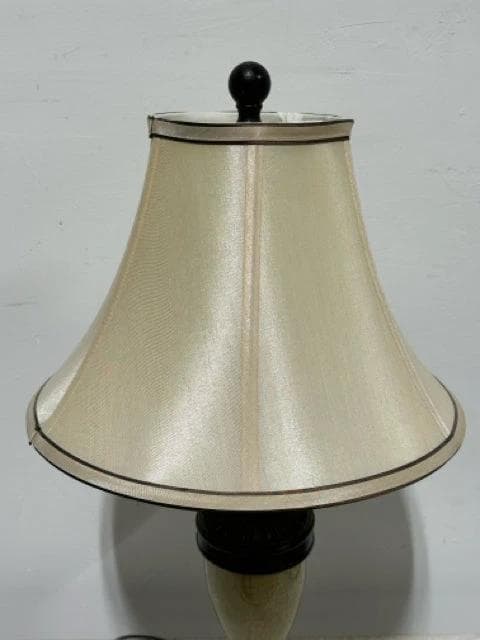Crackled Base Table Lamp with Silk Shade - Thumbnail 2