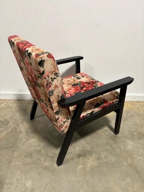 Rose Floral Pattern Upholstered Accent Chair - Thumbnail 2