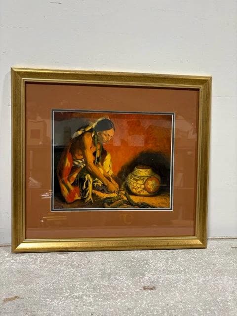 Potter With Fire Gold Framed Print By Eanger Irving Couse - Image 1