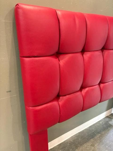 Queen Red Leather Tufted Headboard - Thumbnail 2