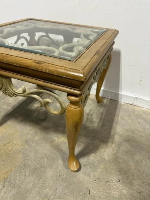 Metal And Wood Square Accent Table - Thumbnail 2