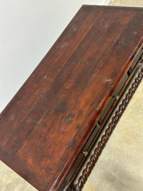Barley Twist Distressed Wood Coffee Table With 6 Drawers - Thumbnail 2