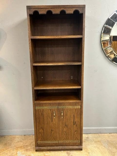 Wooden Bookcase With 3 Shelves And Lower Cabinet - Image 1