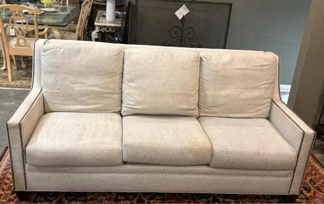 Sherrill 3 Cushion Sofa with Brass Nailheads - Image 1