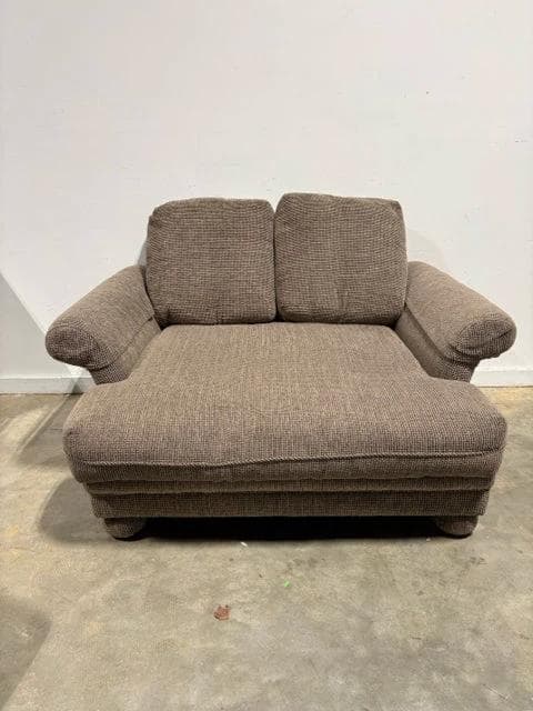 Brown Textured Upholstered Chair & a Half with Ottoman - Thumbnail 3
