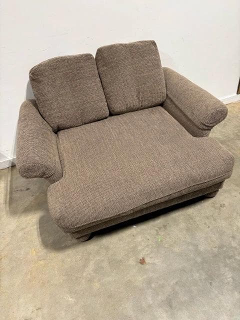 Brown Textured Upholstered Chair & a Half with Ottoman - Thumbnail 4