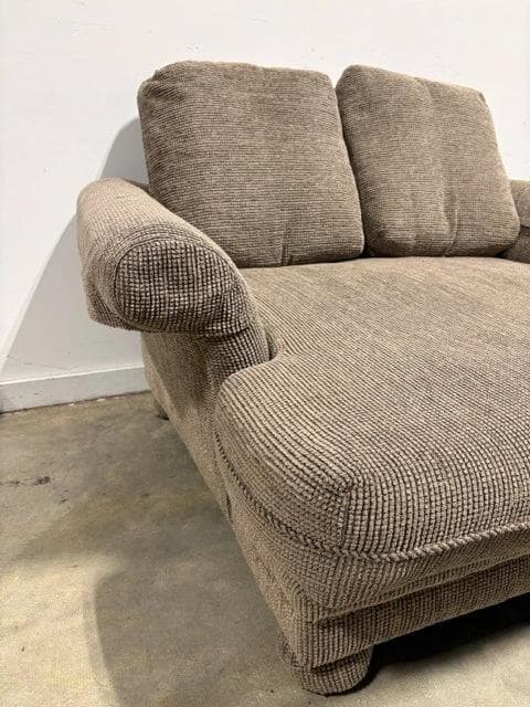 Brown Textured Upholstered Chair & a Half with Ottoman - Thumbnail 5