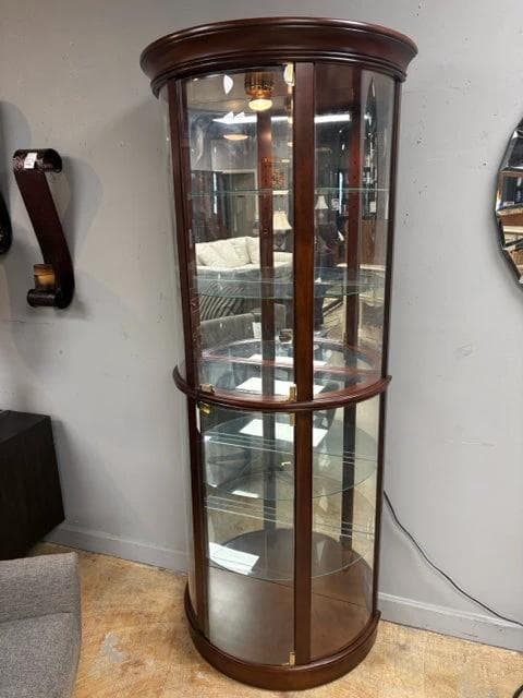 Crescent Shaped Curio Cabinet with 4 Shelves