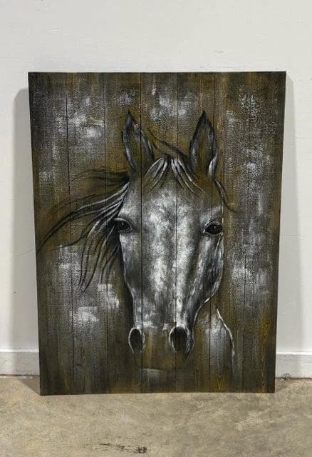 Wooden Picture Of Horse Head Wall Decor
